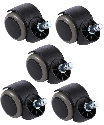 TEMPNAP 5pcs Office Chair Wheels Casters Pu Grey Spring Clip for Desk Chairs Smooth Floor Protection