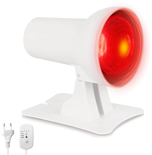 GOMETY Rotlichtlampe 150W Infrarotlampe mit Timer und einstellbarer Temperatur Wärmelampe mit verstellbarem Winkel für Muskelentspannung und allgemeines Wohlbefinden für Zuhause