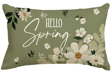 Artoid Mode Lichtgrün Blätter Blumen Frühling Kissenbezüge，30x50 cm Sommer Saisonnal Zierkissenbezug Cushion Cover Couch Deko