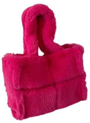 ZUGLQYSX fluffig tygväska plysch axelväska vinter mjuka väskor för kvinnor varma handväskor och handväskor stor shopper, Färg 01, 43xx28x10cm