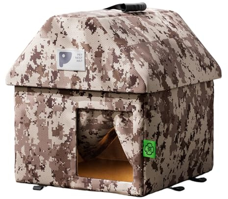Nevalerra Casetta invernale per gatti – pieghevole isolata termicamente con inserto morbido, caldo, recinto di protezione per gatti randagi – per comunità, terrazza, giardino, giardino, prato