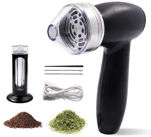 Electric Herb Grinder, USB Rechargeable Electric Grinder Automatic Portable Spice Mill Grinding Set Aluminum Alloy Grinding Mechanism for Spices and Pollen Holds up to 2 Gram