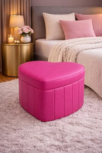 GX GARGIX Pouf Contenitore Multifunzionale in Tessuto o Ecopelle – Seduta Imbottita con Spazio Portaoggetti, Design Moderno per Camera da Letto e Soggiorno (ECOPELLE/FUXIA)