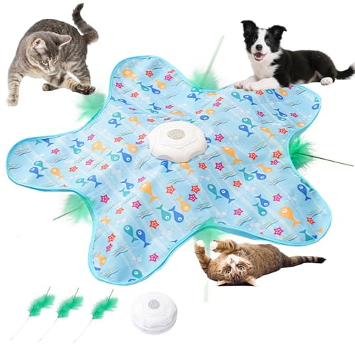 HBSFBH Giochi per Gatti Interattivi Ricaricabili, Giocattoli per Gatti con Piume, Bastone Automatico per Gatti, Giocattolo interattivo per g-atti con Piume, Giocattolo per animali domestici e cani