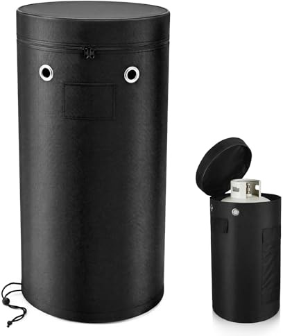 TranRantic Propane Gas Bottle Cover, Waterproof Heavy Duty Tank Full Cover | Windproof & Anti-UV 600D Oxford Cloth Gas Tank Covers for 5KG/11KG Propane Cylinder(Black)