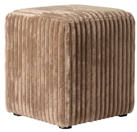 Extrasen Hocker Wohnzimmer Sitzhocker - Quadratisch 40 x 40 cm - Sofahocker - Dicker Cord Beige
