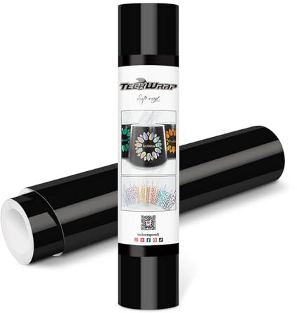 TECKWRAP Permanent Adhesive Vinyl 12 x 10ft, Glossy Black