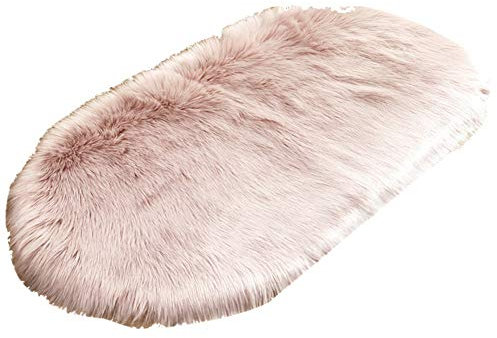 HotYou Faux Lammfell Schaffell Teppich Ellipse Kunstfell Dekofell Lammfellimitat Teppich Longhair Fell Nachahmung Wolle Bettvorleger Sofa Matte,Rosa,60 * 150CM