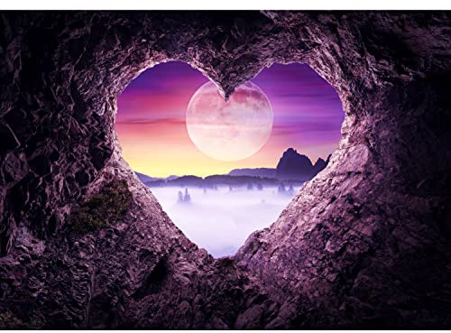 Runa Art Fototapete Herz Landschaft 352 x 250 cm Vlies Tapeten XXL Moderne Wandtapete Wohnzimmer Schlafzimmer Violett 9494011a