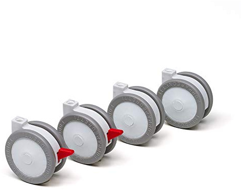 Foppapedretti, 4 ruedas de nailon engomadas, recambio para cunas y bañeras Foppapedretti, blanco gris