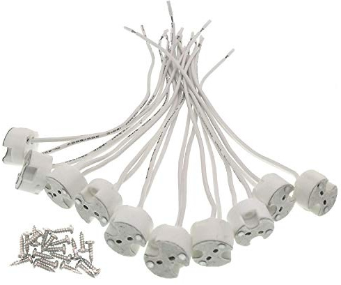 Mr16 Socket,10 Pack 2 Pin Halogen Mr16 Lamp Holder Gu5.3 Socket GY6.35 Ceramic Lamp Holder with M3 Clearance Hole Fixings.