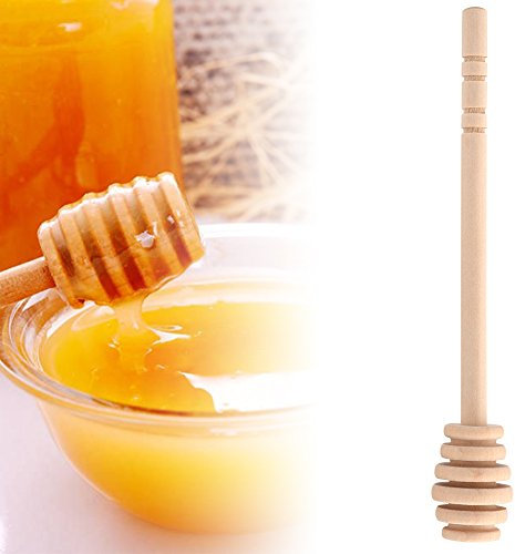 Honigstäbchen aus Holz, 50 Stück Mini-Holzstäbchen für Honig, Löffel für Honig, Kaffee, Milch, Tee, Rühren Jar Pot Dispense Drizzle, tragbar, Holzstab (10,5 cm)