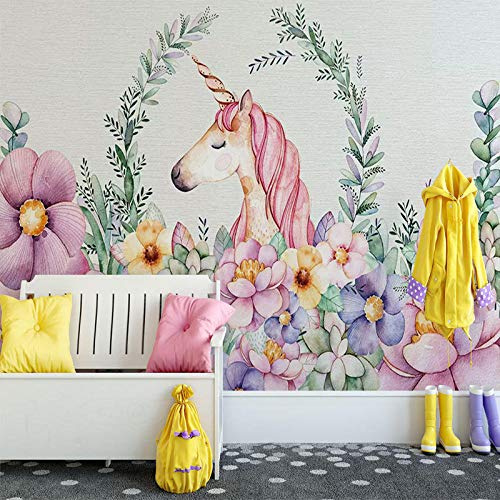 Kinderzimmer großes Wandbild niedlich verträumt Einhorn Tapete Kinderzimmer großes Wandbild Netzwerk rot Wohnzimmer Foto Hintergrund Wandtuch fototapete 3d effekt tapete tapeten wald vi-200cm×140cm