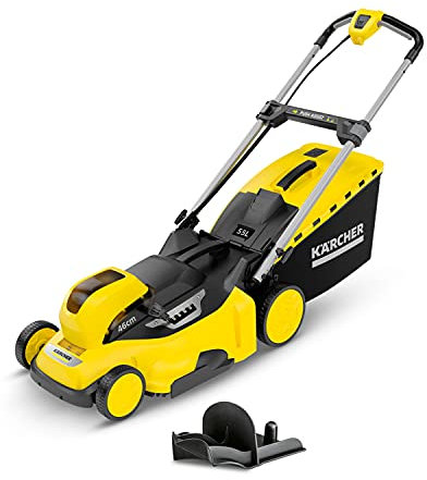 Kärcher 36 V Akku-Rasenmäher LMO 36-46, Schnittbreite: 46 cm, verstellbare Schnitthöhe: 20-70 mm, Mulchkeil, Fangkorb: 55 Liter, nutzbar mit dem Kärcher 36-V-Akku, Leistung: max. 325-650 m²