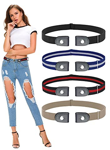 SWAUSWAUK Cintura senza Fibbia x 4 pezzi - Cintura Elastica Senza Fibbia Donna Uomo Cinture Invisibile