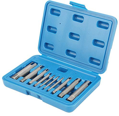 Gewindebohrer-Ausdreher-Set mit 4 Flöten, HSS-Hochgeschwindigkeitsstahl-Gewindebohrer-Ausdreher-Set, Gebrochener Kopf-Gewindebohrer-Entferner-Bolzenauszieher-Set(10Pcs)