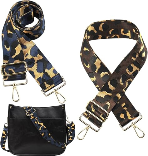 Taschengurt Breit Verstellbarer Schultergurt für Taschen 5cm Leoparden Muster Breiter Taschenriemen Taschengurte zum Wechseln mit Karabiner 2 Stück