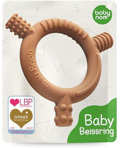 Baby Nom ® Beißring für Baby - Zahnungshilfe für Baby, BPA-Frei 100% Lebensmittelechtes Silikon Beißring für Baby, Silikon Beissring für Baby zum Zahnen, Kühlender Beissring für Baby ab 3 Monate
