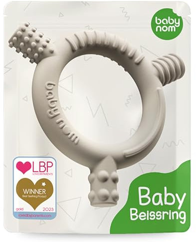 Baby Nom ® Beißring für Baby - Zahnungshilfe für Baby, BPA-Frei 100% Lebensmittelechtes Silikon Beißring für Baby, Silikon Beissring für Baby zum Zahnen, Kühlender Beissring für Baby ab 3 Monate