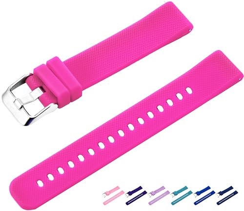 SIMSAM Ersatz-Uhrenarmband für Kinder, Silikonarmband, 16 mm, Uhrenarmband mit Schnellspannstiften, Ersatz-Uhrenarmbänder für Damen, Herren (Pink, 1)