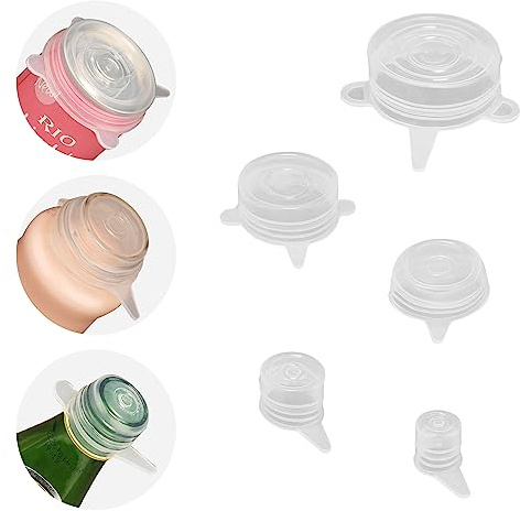 Extra kleine Silikon-Stretch-Deckel, 5 Stück, wiederverwendbar, für 2,2 cm bis 8,1 cm Katzenfutter-Dosen, Mini-Einmachgläser, Bierflaschen