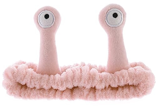 WLLHYF Diadema de spa para maquillaje facial banda para la cabeza de forro polar de coral suave caracol de dibujos animados linda banda elástica para el cuidado de la piel para mujeres y niñas (rosa)