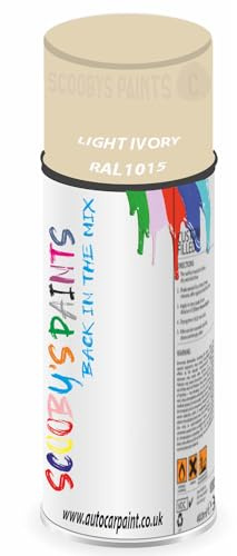 SCOOBYS PAINTS BACK IN THE MIX RAL1015 Light ivory 400ML Aerosol Spray Paint RAL Colour Can Gloss Shinny Finish DIY Indoor/Outdoor Wood Plastic Metal Heat Resistant Steel