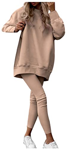 VêTement De Sport Femme Hiver Chaud Ensembles Pull Deux PièCes Sweatshirt Et Legging Pantalon Sportswear Couleur Unie DéContractéS D'IntéRieur Tenue pour Jogging