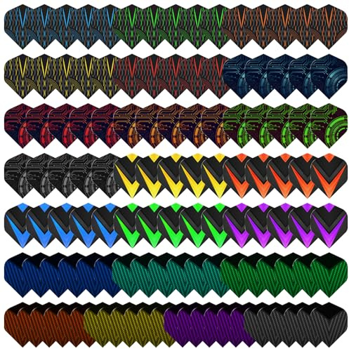 Deetenks 110PCS Dart Flights 22 Sets Durable Standard Pet Dart Flights Replacement Feather Tail Wing for Soft Tip Steel Tip Darts