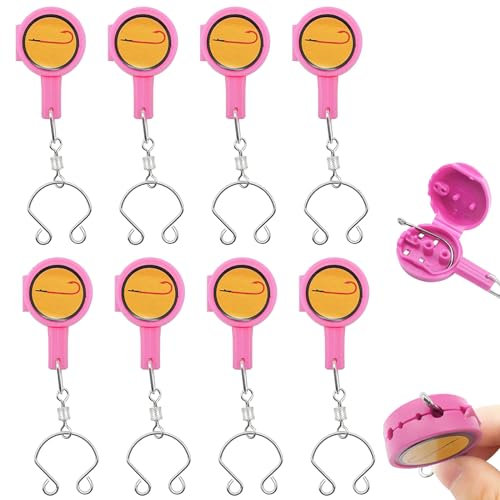 8 Stück Angelknoten-Bindewerkzeug, Eisfliegenangeln, Angelzubehör, Angelzubehör für Anfänger, Angler, Fischköder, Haken-Abdeckungen (Rosa)