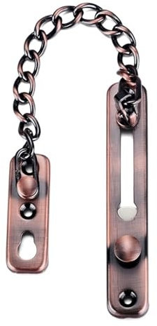 TüRkette Diebstahlsichere Türkette aus Edelstahl, Türriegel, Silber, Bronze, Gold, Schwarz, Türschloss, Sicherheitstür-Kettenschloss-Hardware TüR Kettenschloss(Color:Red Bronze)