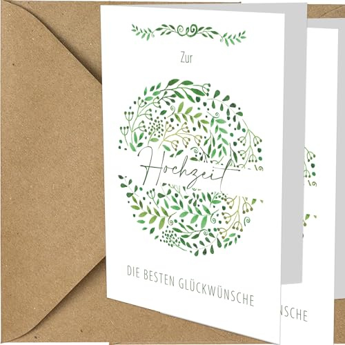 the lazy panda card company 2 x Natur Hochzeitskarte aus recycelten Materialien Karte Hochzeit - (2 Stück)