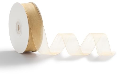 AOKSUNOVA Organzaband Schleifenband Hochzeit Organza Geschenkband Apricot | Organzaband 2,5 cm x 45 m als Schleifenband für Hochzeit, Elegantes Organza Geschenkband für Verpackung und Dekoration