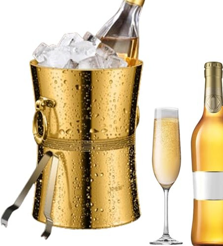 Janurium Getränkekühler – Eiskübelgriff, doppelwandiges isoliertes Eisbiertablett – Champagnergetränkebehälter mit Eiszangen, Eiseimer