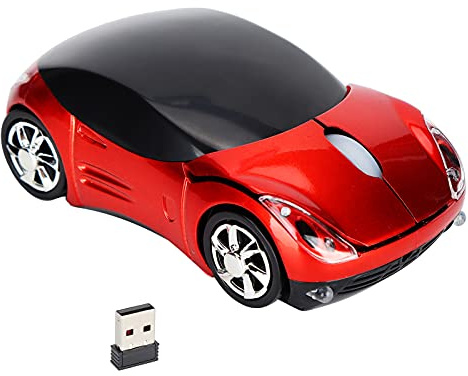 Rankomu Souris sans fil sans fil intelligente en forme de voiture portable 2,4 G avec récepteur USB pour bureau, ordinateur portable, tablette, rouge