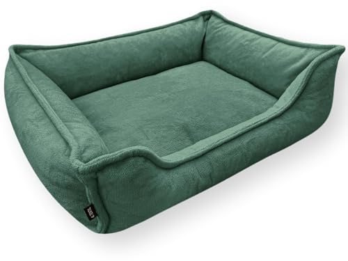 4L Textil IRIS Premium-LINE ortopedisk hundbädd Mysig hundbädd med överdrag av memory foam(Grön, 100x80 cm)