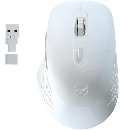 Mobility Lab – Omega – Souris sans Fil Bluetooth – Ergonomique, Récepteur USB et USB-C, Clics Silencieux, DPI réglables, Compatible MacOS et Windows – Blanc