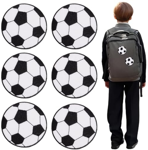Fußball Patches Aufnäher, 6 Stück, 6,9 cm Gestickt zum Aufbügeln | 6 Stück Gestickte Aufnäher, 6,9 cm Polyester Material, Bügelbild zum Aufbügeln in 10 Sek, Ungiftig für Haut und Kleidung