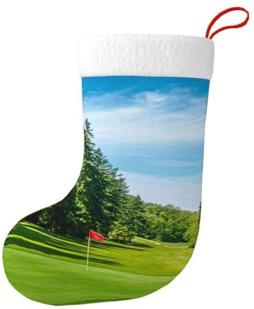 Hgbbdyyjj Weihnachtsstrümpfe für Herren und Damen, Motiv: Golfplatz, Rasen, Weihnachtsstrümpfe, weiches Polyester, dekorative Socken, Schwarz , Einheitsgröße