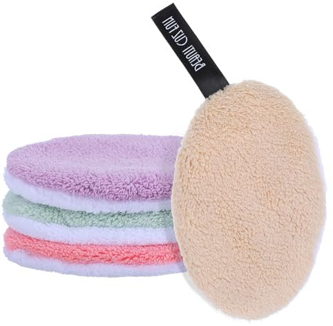 Giantree Lot de 4 tampons démaquillants réutilisables lavables en microfibre et coton pour tous les types de peau