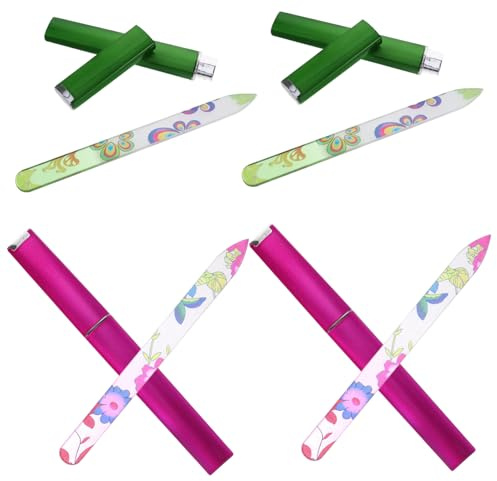 Mikinona 4stücke Glasnagelfeilen Bunte Maniküre-werkzeuge Für Nagelpflege Und Nail Art Geeignet Für Salon Und Zuhause Praktischer Aufbewahrungstasche