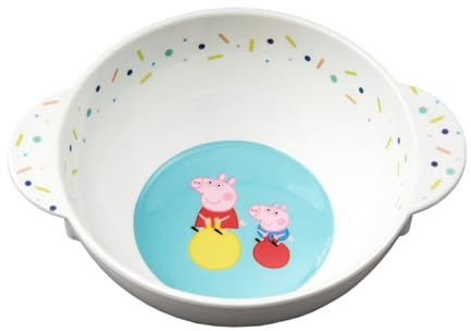 Bol Peppa Pig pour Enfants, Mélamine, 280 ml, avec Poignées, Lavable au Lave-vaisselle, 13 x 16 x 5 cm