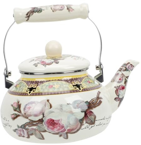 GRIRIW Théière En Émail Classique 2,5 l Capacité, Bouilloire En Émail Robuste Poignée Isolante, Pot D'eau Cuisine Et Infusion, Usage Domestique Et Préparation De Thé