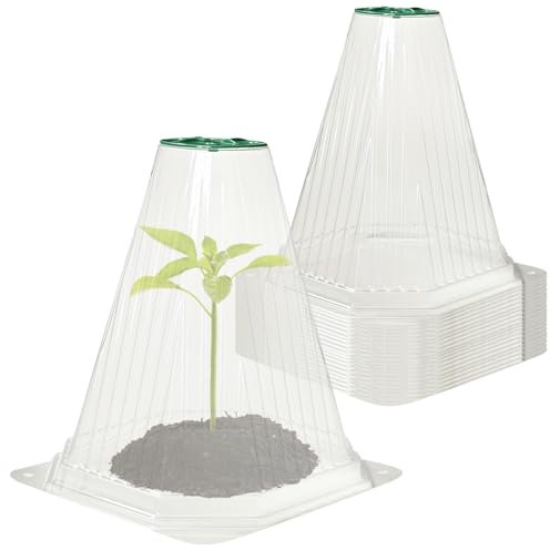 Xevinas 20 Stück Pflanzenschutzhaube, Pflanzenhut Pflanzhütchen Mit Einstellbares Belüftungsdesign, Schneckenkragen Gartenzubehör Abdeckung Für Salatpflanzen Zum Schutz Vor Vögeln, Schnecken, Frost