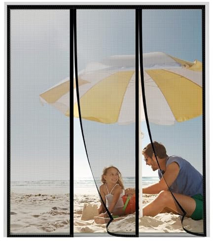 Mosquitera para ventana 225x240cm Negro Cortina de puerta antiinsectos, potentes imanes para balcón, dormitorio, sala de estar, pasillo, ventana