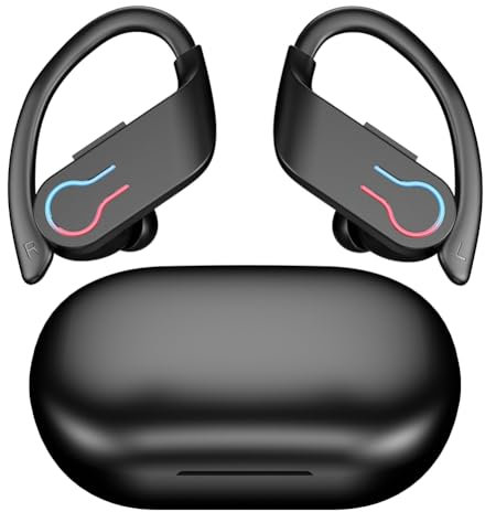 Knoruley Auriculares Deportivos Q63 Bluetooth 5.3, Inalámbricos, Intraaurales, 200 H de Autonomía, IPX7, Resistentes Al Agua, Estéreo HiFi, para Juegos.