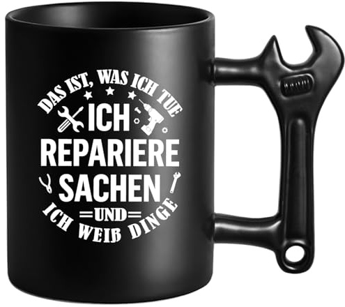 Geburtstagsgeschenk für Männer, Kaffee Tasse mit Schraubenschlüssel Griff | Personalisierte Kaffee Tasse für Handwerker Elektriker Mechaniker zum Vatertagsgeschenk für Papa Onkel Bruder Ehemann