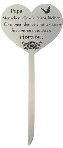 aotusoa 12x28 cm Grabstecker Edelstahl Herz Deko Würdevolles Gedenken Wetterfeste Grabschmuck mit Gravur zum Erinnerung mit Spruch Menschen, die Wir Lieben, Bleiben für Immer - Papa