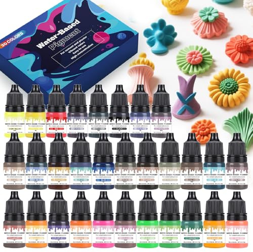 Rbleote Mica Powder 30 Bottiglie 30 Colori 5ml Pigmenti per Resina Epossidica per Sapone Colorante in Polvere Metallico per La Creazione Di Gioielli Bombe Da Bagno Nail Art