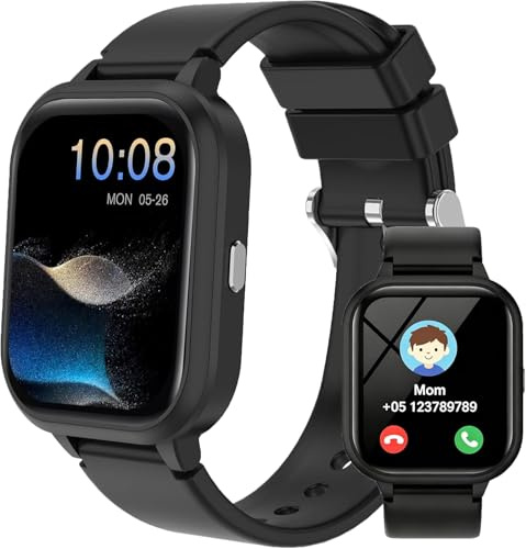 Kids Smart Watch,1,83 DIY Face 14Games Smart Watch for Kids Fitness Tracker with Heart Rate Sleep Monitor 100+Sport IP68Calories Step Counter Class Mode Alarm with/without APP for Boys Girls (Black)